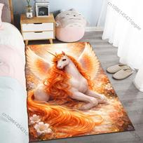 1 vnt. Oranžinis sparnuotas vienaragis kilimas svetainei, miegamajam, sofai, namų dekoravimui Rus Neslystantis grindų kilimėlis Prabangi dovana Įvairių dydžių 40cm x 60cm beige