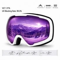 Ski Goggles for Men, Women & Youth Snowboard Goggles Over Glasses Ski Goggles with Anti-fog UV400 Protection OTG Skiing Goggles for Winter Snow Sports purple
