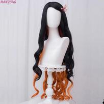 Kamado Nezuko Wigs Anime Nezuko Cosplay Long Heat Resistant Synthetic Hair Cosplay Wig black