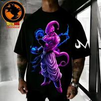Anime Dragon Ball Majin Buu Retro Printed T shirt Men's and Women's T shirt Men's Top Sports T shirt 2026 Summer New Tee 2XL blue