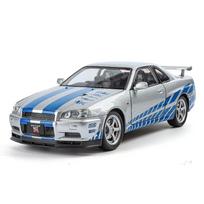 1/24 Nissan Skyline GTR R34 Greiti ir įsiutę Lydinio Automobilio Modelis Garsas Šviesa Kolekcinė Miniatiūrinė Voiture Diecast Žaislinė Transporto Priemonė Berniukui C342 sidabras