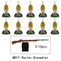 10 vnt. Napoleono karų karinių kareivių konstruktorių WW2 mini figūrėlės prancūzų britų fuzilieriai šautuvai ginklai žaislai vaikams
