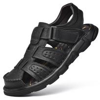 Large Size 48 Genuine Leather Men Sandals Summer Men Beach Sandals Outdoor Sandals For Men 47 black