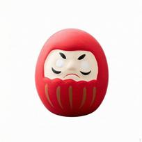 Daruma Figurine Stylized Face Doll Matte Finish Ceramic Pink raudona