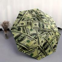 Automatic Folding Umbrella with 100-Dollar Bill Design - Portable Collapsible Umbrella, 8-Rib Sturdy Frame, Compact Travel Umb Iron&8K beige