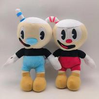 2pcs Cuphead Plush Doll Toys Mugman Game Doll Toys Adventure Soft Stuffed Plush For Kids Birthday Gift 25cm black