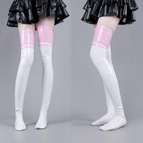 Onyx Crimson Patent Pu Leather Upper Limb Highs Misses Club Venue Over The Patella Length Non Slip Top Medias Liquid Gloss Effect Pole Dance M white
