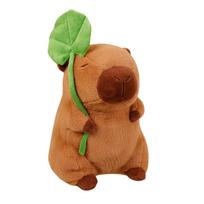 Lotus leaf Capybara Plush Toy  Oyster Bee Bckpack Capibara Cosplay Unicorn Dinosaur Boba Bread Ring Decor Stuffed Animals about 30cm brown