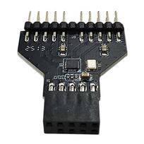 Stable Performance Motherboard USB 9Pin Interface Header Splitter for Computer RGB Light 1 to 2 USB Hub 1 black