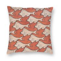 Maurits Cornelis Escher Dangus Ir Vanduo Kvadratinė Pagalvės Užvalkalas Poliesteris Linas Aksomas Kūrybinis Užtrauktukas Dekoracija Namų Pagalvės Užvalkalas 30x30cm beige