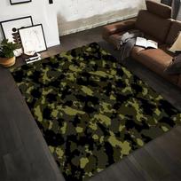 Karinio kamufliažo rašto kilimas žaliuose ir juoduose tonuose1Kilimas dekoravimui Tinka naudoti kaip neslystantis11 kambariui ir miegamojo sofoms 100x120cm( 39x47in ) brown