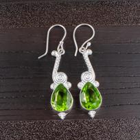 Natural  Peridot Gemstone 925 Sterling Silver Disigner Jewelry Earrings For Gift EE-37-4 black