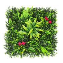 Dirbtinių augalų siena dekoratyvinis fonas balkonui ir svetainei plastikinis netikras žalumynų augalų sienos dekoras 50 x 50cm black