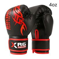 PU 4 6 oz Sanda pirštinės vaikams, suaugusiems, profesionalios, pralaidžios orui, Muay Thai, Taekwondo, kovos menų sporto treniruotėms 6 black