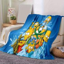 Simpsonų Animacinis pledas, Trumpas pliušinis mielas šiltas pledas, Svetainės namų dekoracija Sofa Keturis sezonus Kelionės 80x120cm yellow