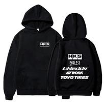Vyriškas Madingas Šaunus Gobtuvas Japonija JDM Modifikuotas Automobilis HKS ENDLESS Gobtuvas Vyrai Moterys Derliaus Laisvalaikio Džemperis Ilgomis Rankovėmis Megztiniai S juoda