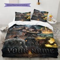 Name Custom ELDEN RING Pattern Bedding Set Quilt Cover Pillowcase Home Decor Gift (1 * duvet cover + 2 * pillowcase, without core) 135x200cm gray