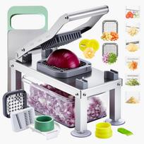 VEVOR Vegetable Chopper Mandoline Slicer, All-in-1 Food Veggie Cutter with 9 Stainless Steel Blades, Cheese Grater Onion Potato Dicer with Container 27.5 x 13 x 16.5 cm