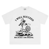 I Will Succeed Because I Am Insane Frog Crocodile Funny Meme T shirt Men Women Hip-hop T shirts Casual Cotton Summer T shirts 2XL white