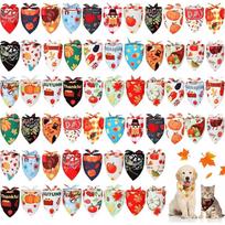 30/50/100Pcs Dog Scarf Bibs Triangle For Fall Halloween Christmas Dog Bandana Bulk Thanksgiving Small Medium Large Dog bandanas 65x45x45cm beige