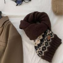 Fair Isle vėjo vilnos mišinio megztas šalikas moterims rudeniui ir žiemai, vilnonis šiltas studentų kalėdinis vilnonis šalikas black