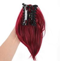 Ashely Sintetinis Žnyplės Uodegos Plaukų Priauginimas Mielas Tiesus Plaukų Gabalas Šviesus Lankstus Kuodelio Uodegos Perukas Su Žnyplėmis 1pc black