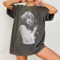 Rock Band Fleetwood Mac Stevie Nicks Graphic Print T shirt Summer Men's and Women's Loose and Breathable T shirt Top 3XL gray