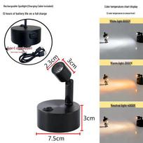 Wireless Jewelry Display Spotlights for Cabinets and Desktops 3W Black E black