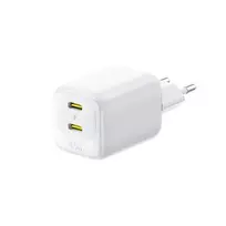 Baseus Wall Fast Charger EnerFill FE22 45W 2xUSB-C QC PD with USB-C Cable 1m, White
