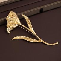 Retro Metal Tulip Brooch Light Luxury Temperament Brooch Personalized Leaf Flower Cool Pin Accessories black