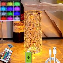 1PC 16 Colors Crystal Table Lamp Rose Light Romantic Diamond Atmosphere Light USB Touch Night Light for Bedroom Desk Party Decor 16colors with Remote