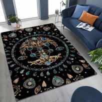 Šiaurės gyvybės medžio simbolis Totemas Yggdrasil kilimas miegamojo svetainės sofos namų durų kilimėlio dekorui, vaikiškas neslystantis grindų kilimėlis dovana 40x60cm( 15x23in ) gray