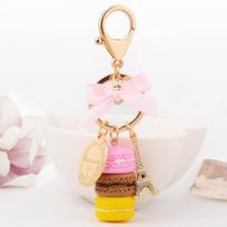 France Paris Cute Macaroon Effiel Tower Macarons Colorful Bag Pendant Car Charm Key Holder Bag Charm white