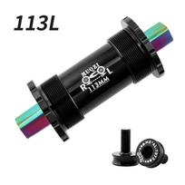 MUQZI Bicycle Titanium Ceramics Bottom Bracket MTB Road Bike BB68 103 107 110 113 119 122mm Square Tapered Axis 113mm  Black black
