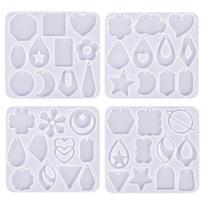 Earring Pendant Silicone Mold Geometric Flower Epoxy Resin Mould for DIY Keychain Pendant Necklace Charm Jewelry Making 1 white