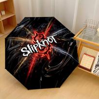 Slipknot Print 8?Ribs Automatic Umbrella Wind Resistant Lightweight Folding Umbrella For Outdoor Travel brown