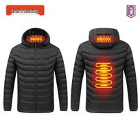 Išmanioji šildoma žiemos striukė - Su gobtuvu, Medvilninė, Elektrinis viso kūno šildymas 2XL black