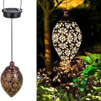High quality iron art waterproof solar lamp induction water droplet lamp outdoor garden courtyard hollowed out decorative projection lamp black