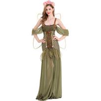 Green Forest Magic Butterfly Fairy Fairy Princess Long Dress Angel Dress, Halloween Costume XL žalia