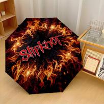 Slipknot Print 8?Ribs Automatic Umbrella Wind Resistant Lightweight Folding Umbrella For Outdoor Travel brown
