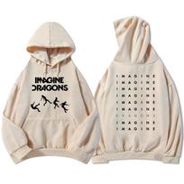 Streetwear Unisex Loom Tour 2026 Imagine Dragons Ilgomis Rankovėmis Žieminiai Džemperiai Per dideli Su Gobtuvu Kišenė Moteriški Vyriški Drabužiai M smėlis