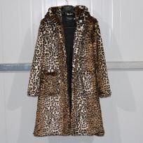Leopardo rašto dirbtinio kailio kailiniai moteriški nauji žiemos ilgi su gobtuvu audinės kailiniai moteriški sutirštinti pliušiniai kailiniai šilumai išlaikyti 5XL gray