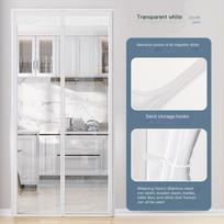 Pilna magnetinė oro kondicionieriaus durų užuolaida, skaidri buitinė apsauga nuo riebalų garų, vėjui atspari, be skylių pertvaros durų užuolaida 85*230cm balta