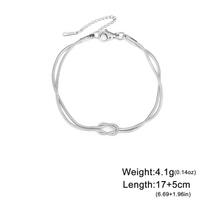 Double Snake Chain Love Knot Bracelet Stainless Steel Gold Adjustable Bracelets Women Men Couple Minimalist Jewelry 17-22 cm white
