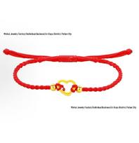 Golden Heart 999 Pure Gold Luck Bead Peach Heart Bracelet - 5D Hard Gold Rulu Tong Heart Shape Gift red