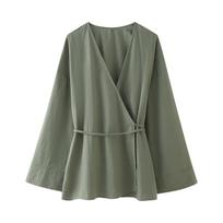 Pavasarinė ir rudeninė moteriška dviejų atlapų kimono stiliaus viršutinė apranga Japoniškas kardiganas XS žalia
