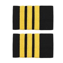 1 pora profesionalių piloto uniformos antsiuvų, poliesterio, su viena/dviem/trimis/keturiomis auksinėmis juostelėmis Three Bars