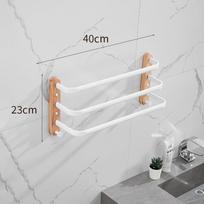 40cm-60cm Medinis Vonios Rankšluosčių Stovas Juodas/Baltas Aliuminio Rankšluosčių Laikiklis Sieninis Kelių Stulpų Trigubas Rankšluosčių Skersinis Su Kabliuku