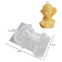 3D žvakių silikoninė forma Rankų darbo užrištomis akimis Mergaičių statulėlė Amatų gipso dervos žvakių gaminimo rinkinys „Pasidaryk pats“ muilo gamyba flower beauty white