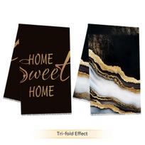 2/4/6pcs set Kitchen Towels black gold marble textureHand Towels Christmas Decorations for Home Noel Dish Towels Gifts 40x60cm black
